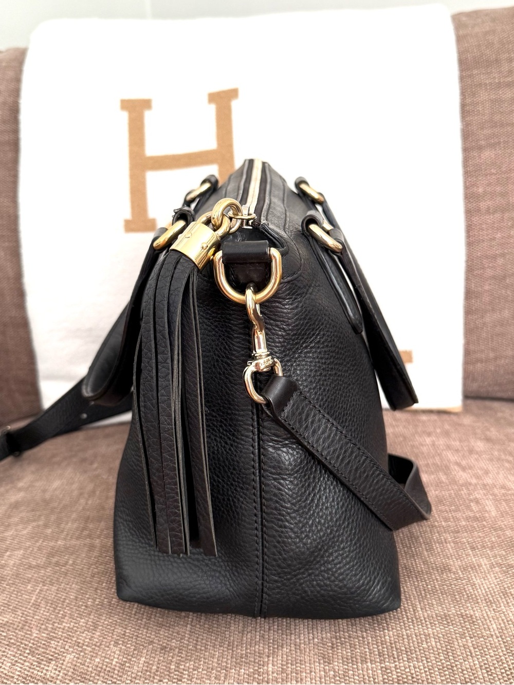 Authentic Gucci SoHo 2Way shoulder bag black leather gold hardware medium - Picture 6 of 16